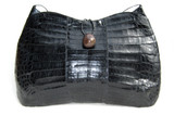 XXL 17 x 11 1990's-2000's BLACK Crocodile Skin Satchel Shoulder Bag 