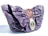  WILD 14" 1980's PURPLE PYTHON Snake Skin & Leather CLUTCH Bag 