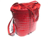 Stunning RED 1990's-2000's ALLIGATOR Skin Bucket-Style Shoulder Bag