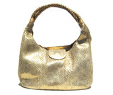 Early 2000's Stunning XL Metallic GOLD PYTHON Snake Skin Shoulder Bag - CARLOS FALCHI