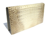 Cream Early 2000's IRV  CROCODILE Skin Clutch Shoulder Bag