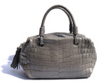 Early 2000's GRAY Alligator Belly Skin Handbag Shoulder Bag SATCHEL - SUAREZ