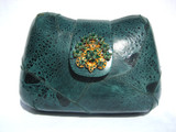 Jeweled GREEN 1970's GENUINE FROG SKIN Clutch Shoulder Bag