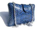 Hard-Sided PRINCESS BLUE 1970's-80's SNAKE SKIN Clutch Bag 