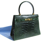 Stunning GREEN ALLIGATOR Belly Skin BIRKIN Bag SATCHEL Bag - HERMES - ITALY