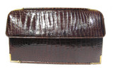 Chic Hermes-Style 1990's Dark Brown CROCODILE Belly Skin Clutch Bag 