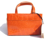  MAXIMA 2000's Bright ORANGE Petite Alligator Belly Skin Handbag - ITALY 