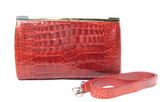SUAREZ Tomato RED 1990's-2000's Alligator Belly Skin CLUTCH Shoulder Bag - ITALY
