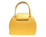 Stunning Mustard GOLD  Ostrich Skin Handbag - Great Design!