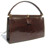 Timeless Chocolate BROWN 1960's LUCILLE de PARIS Alligator Handbag