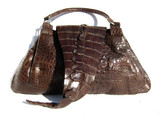 Dramatic & Soft 1990's-2000's Brown HORNBACK Alligator TAIL Skin Shoulder Bag 