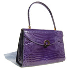 Gorgeous Early 2000's Grape Compote VIOLET CROCODILE Belly Skin Handbag 