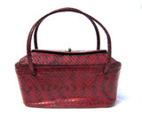 Lovely RED 1940's-50's Art Deco Style Cobra Snake Skin Handbag