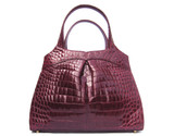 Gorgeous XL OXBLOOD Purple RED 2000's CROCODILE Belly Skin Satchel Handbag