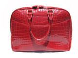 XXL Early 2000's RED Crocodile Belly Skin Handbag Shoulder Bag SATCHEL - SUAREZ