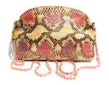  1980's Colorful PYTHON Snake Skin CLUTCH Shoulder Bag - Morris Moskowitz 
