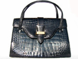  STUNNING 1960's LUCILLE de PARIS Jet BLACK Alligator Skin Handbag 