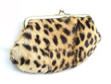  Small 1950's Exotic Hide FUR Clutch w/RED Interior 