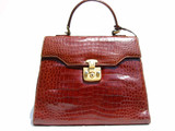  GUCCI 1990's CROCODILE Porosus Skin BIRKIN Handbag w/Lock & Key! 