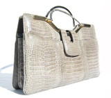 Beautiful GRAY 1990's-2000's CROCODILE Skin Handbag Clutch Shoulder Bag