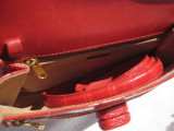  HELEN 1990's Red ALLIGATOR Belly Skin CLUTCH Shoulder Bag - ITALY 