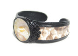 Pearlized Stone & Cream PYTHON Snake Skin CUFF Bracelet