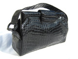 1970's-80's Jet Black CROCODILE Skin Shoulder Bag