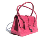 HOT PINK Crocodile Belly Skin Handbag SATCHEL - LAMBERTSON TRUEX