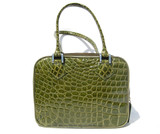 Lovely OLIVE GREEN 2000's CROCODILE Belly Skin Shoulder Bag -OGGI - ITALY
