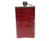 Tall Custom RED Alligator Belly Skin 6 Oz. Stainless Hip FLASK - NEW!