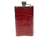  Tall Custom RED Alligator Belly Skin 6 Oz. Stainless Hip FLASK - NEW! 