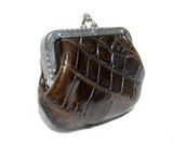 Petite Dark Brown 1940's-50's Alligator Skin Change Coin Purse