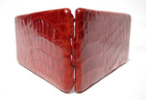 Apple RED 1950's-60's Long Hard-Sided ALLIGATOR Skin CARD Case Pocket Wallet