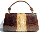 1960's-70's 2-Tone Hornback CROCODILE Skin CLUTCH Handbag