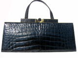  MASSIVE 17" 1950's-60's Black ALLIGATOR Skin Handbag - REICH! 