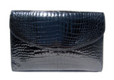 HELENE 1990's-2000's BLACK Alligator Belly Skin Clutch Shoulder Bag