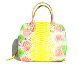  XL Early 2000's Colorful PYTHON Snake Skin SATCHEL Handbag - CARLOS FALCHI 