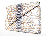  Stunning XXL Cream, Peach & Gray  Asymmetrical PYTHON Snake Skin Clutch Bag -BELLA GROTTO COUTURE 