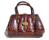 Petite Brown 1950's-60's  Alligator Skin Handbag w/Wallet - ITALY