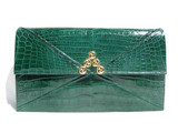  Timeless GREEN 2000's Crocodile Porosus Belly Skin Clutch Bag - PARIS 