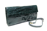 2010's EMERALD GREEN CROCODILE Skin Baguette CLUTCH Shoulder Bag - NANCY GONZALEZ - w/Tags!