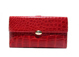  Ladies 1990's-2000's XL RED Crocodile Skin Checkbook Wallet - SUAREZ! 