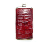  Tall Custom Mahogany RED Alligator Belly Skin 6 Oz. Stainless Hip FLASK - NEW! 