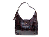 Early 2000's  Dark BROWN Crocodile Belly Skin Shoulder Bag - Mauro Governa