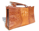 AMPLE 13 x 8 Early 2000's Cognac Brown Hornback CROCODILE Skin Shoulder Bag & Wallet!