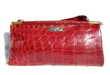 XL 13" Wide RED 1940's-50's HARRY ROSENFELD Deco ALLIGATOR Skin Shoulder Bag