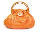  KATE SPADE XL 16" x 10" 2007 ORANGE Python Snake Skin MAYA Statement Handbag 