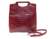 Stunning TALL Early 2000's Burgundy RED ALLIGATOR Belly Skin Handbag Shoulder Bag - COLOMBO - ITALY