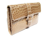 HELENE 1990's-2000's TAN Alligator Belly Skin Clutch Shoulder Bag