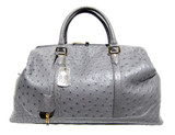 Gorgeous XL 20 x 12 NEW Early 2000's GRAY OSTRICH Skin SATCHEL Travel Carry-On Bag